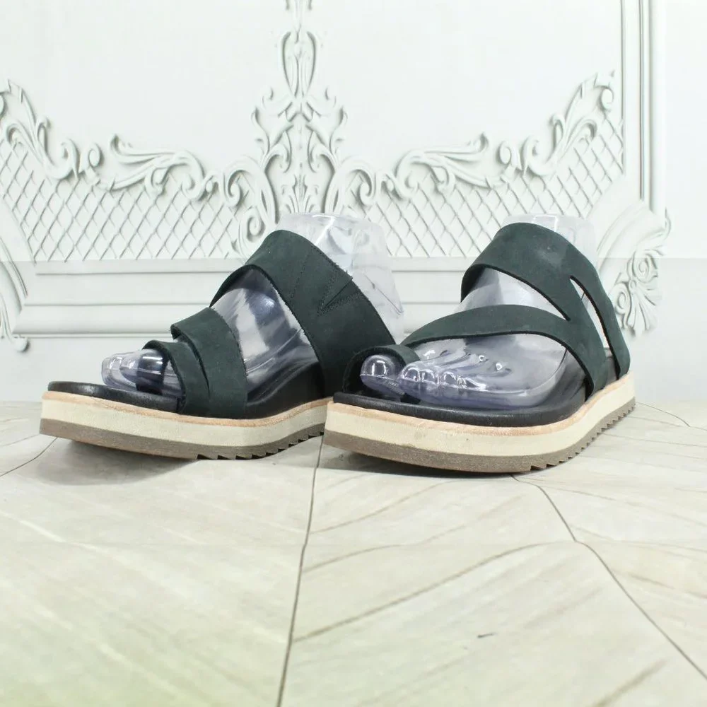 Merrell Juno Wrap Black Leather Comfort Casual Slide Sandals Size 9 - Picture 2 of 9